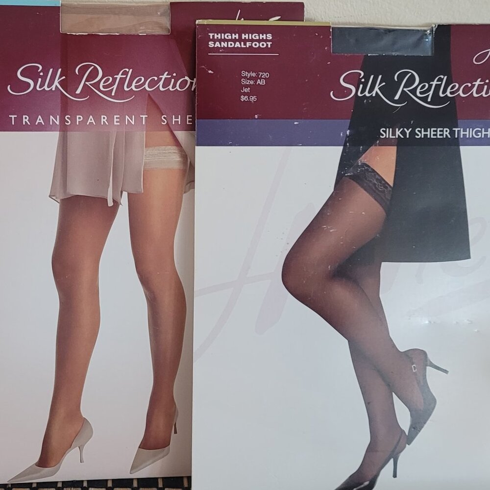 NWT Set of 3 Hanes Silky Sheer Thigh High